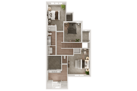 Floor plan for 3 beds, 2.5 baths, 1816 sqft